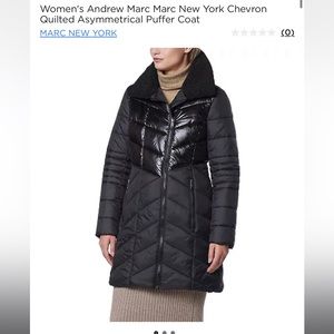 Marc New York by Andrew Marc Women's Asymmetrical Cire Puffer Quilted Mid-Length